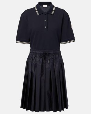 Moncler Technical Cotton Polo Dress - Blue