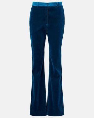 Rabanne Cotton-Blend Velvet Flared Trousers - Blue