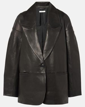 The Sei Slouchy Leather Blazer - Black