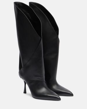 Balmain Twist 95 Leather Knee-High Boots - Black