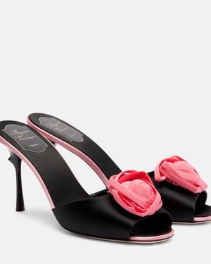 Roger Vivier Mules Rose Vivier 85 De Saten Floral - Rojo