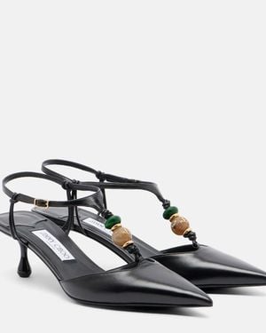 Jimmy Choo Lauri Embellished Leather Slingback Court Shoes - Black