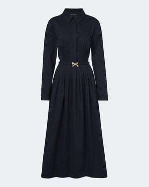 Oscar de la Renta Belted Embellished Cotton Shirt Dress - Blue