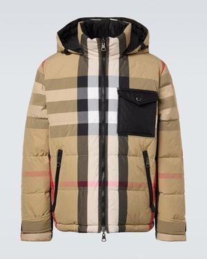 Burberry Check Reversible Hooded Down Jacket - Natural
