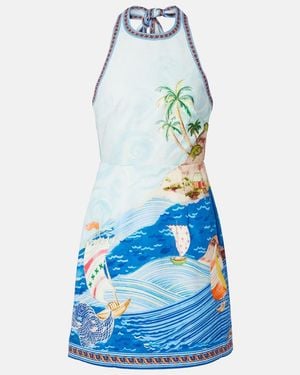 ALÉMAIS Island Printed Cotton Minidress - Blue