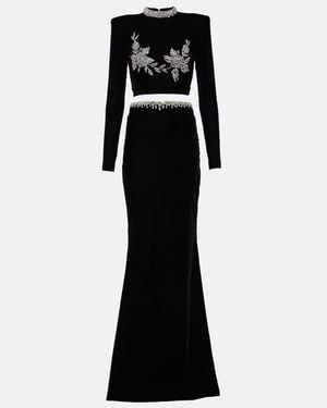 Miss Sohee Embroidered Crop Top And Maxi Skirt - Black