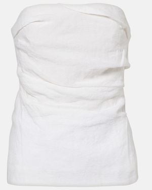 TOVE Izel Draped Linen Top - White