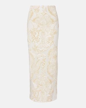 Roberto Cavalli Printed Midi Skirt - Natural