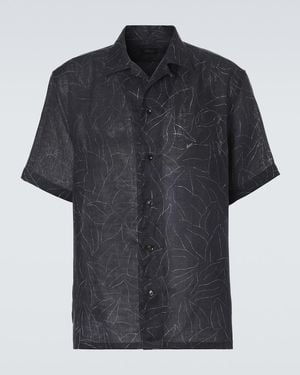 Brioni Bedrucktes Hemd Aus Leinen - Schwarz