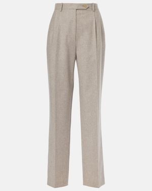 The Row Norbert Wool And Cashmere Straight Trousers - Grey