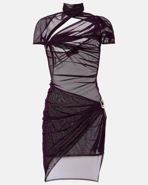 Coperni Asymmetric Mesh Minidress - Purple