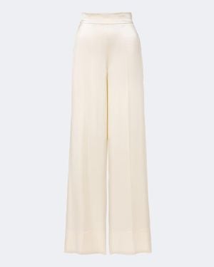 JOSEPH Dijon Silk Satin Wide-Leg Trousers - White