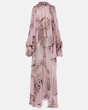 Blumarine Printed Asymmetric Georgette Blouse - Pink