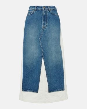 Jean Paul Gaultier Denim And Cotton Maxi Skirt - Blue