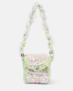 SUSAN FANG Mini Crochet Tulle Shoulder Bag - White