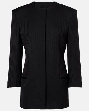 Calvin Klein Ribbed-Knit Wool Blazer - Black