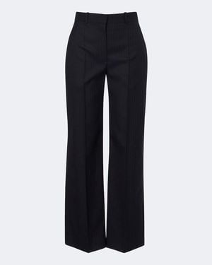 The Row Yda Pinstripe Wool Straight Trousers - Blue