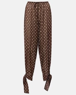 Oséree Pantalones Tapered Lumiere Con Lunares - Marrón
