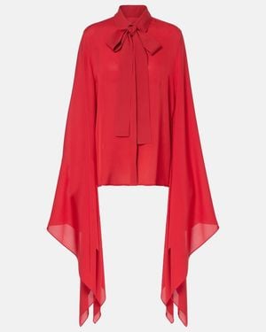 Elie Saab Tie-Neck Silk Blouse - Red