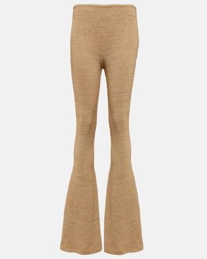 Magda Butrym Crochet High-Rise Flared Leggings - Natural