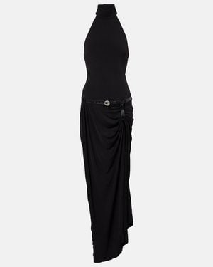 Coperni Belted Asymmetric Draped Halterneck Maxi Dress - Black