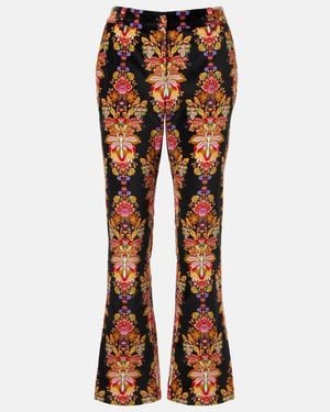 La DoubleJ 24/7 Printed Cropped Cotton Flared Trousers - Orange