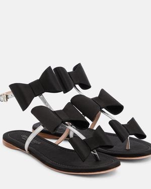 Giambattista Valli Pop Bow Satin And Leather Sandals - Black