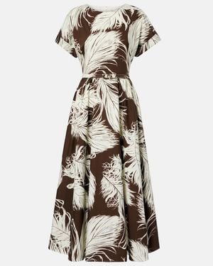 Oscar de la Renta Printed Cotton-Blend Poplin Midi Dress - Natural