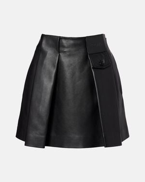 Loewe Pleated Leather Miniskirt - Black