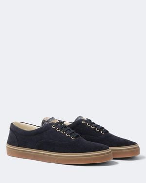 Brunello Cucinelli Leather-Trimmed Suede Trainers - Blue