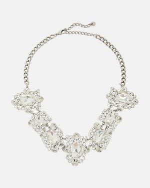 Self-Portrait Crystal-Embellished Necklace - White