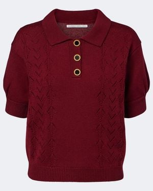 Alessandra Rich Virgin Wool Polo Sweater - Red