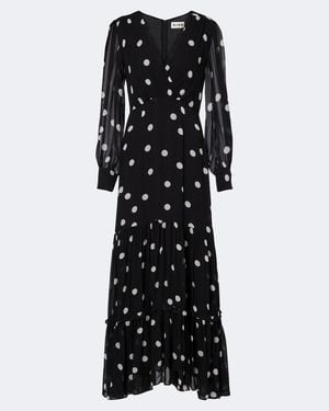 RIXO London Robe Midi Elsie A Pois - Noir