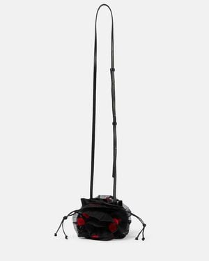 Magda Butrym Floral Satin Bucket Bag - Black