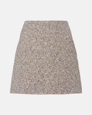 Blazé Milano Minifalda Coci De Tweed En Mezcla De Lino - Neutro