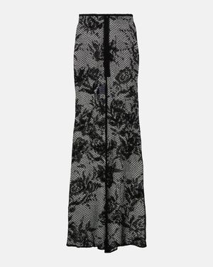 Alaïa Floral Mesh Maxi Skirt - Black