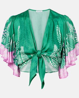 Poupette Rose Satin Crop Top - Green