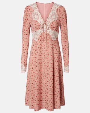 Dolce & Gabbana Floral Silk-Blend Midi Dress - Pink