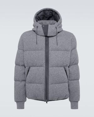 ZEGNA Ribbed-Knit Cashmere-Blend Down Jacket - Grey