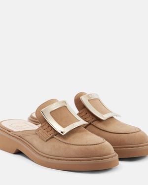Roger Vivier Viv' Rangers Suede Mules - Brown