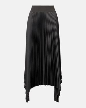 JOSEPH Ade Asymmetric Plisse Midi Skirt - Black