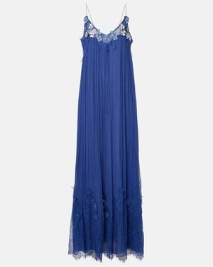 Costarellos Kenda Embellished Chiffon Maxi Dress - Blue
