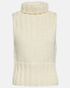 TOTEME Turtleneck Wool Top - Natural