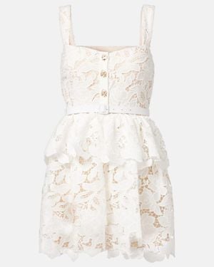 Self-Portrait Scalloped Tiered Lace Minidress - Natural