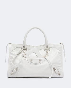 Balenciaga Le City Small Leather Top-Handle Bag - White