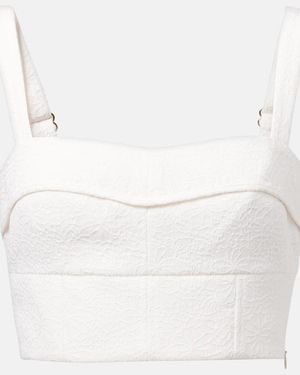 Veronica Beard Faxon Jacquard Crop Top - White