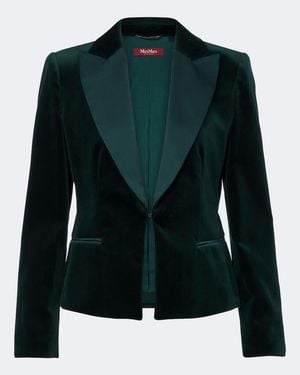 Max Mara Elegante Cotton Velvet Blazer - Green