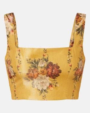 Agua Bendita Amanda Floral Cotton-Blend Crop Top - Metallic