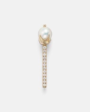 Mateo Brosche Aus 14Kt Gelbgold Mit Diamanten Und Suesswasserperle - Weiß