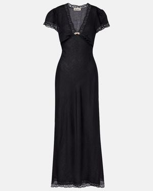 RIXO London Clarice Lace-Trimmed Midi Dress - Blue